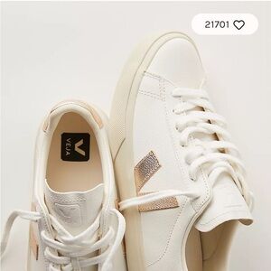 Veja Women's Campo Sneakers White and RoseGold Size 7